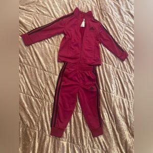 Burgundy Toddler Adidas Tracksuit